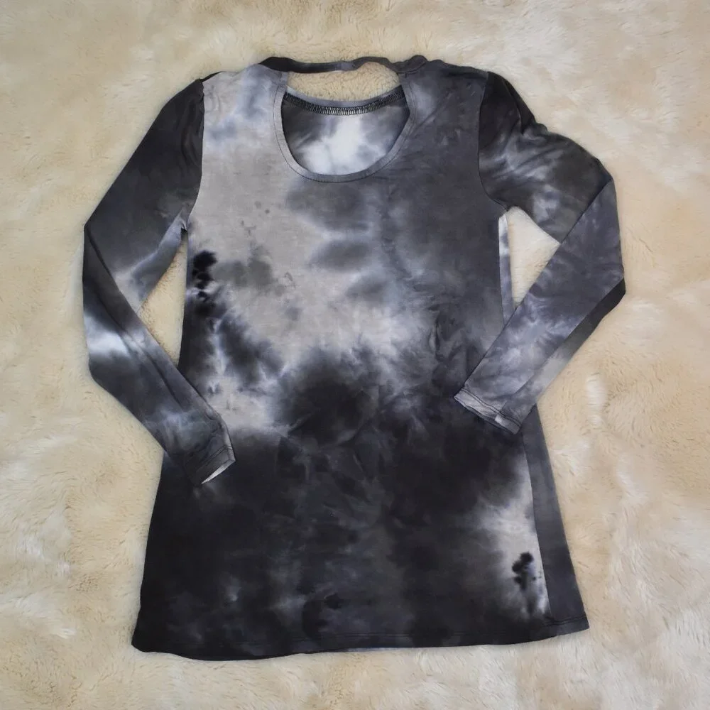 Art Class Girls Tie Dyed Long Sleeve Dress Size 6/ 6X Black Gray